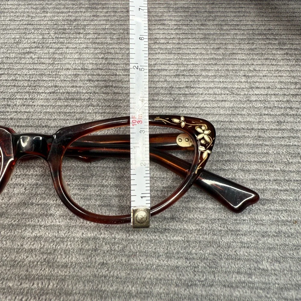 Vintage 60s A Paris Cat Eye Y2k Glasses‎ Tortoise Shell Silver Floral France Vtg